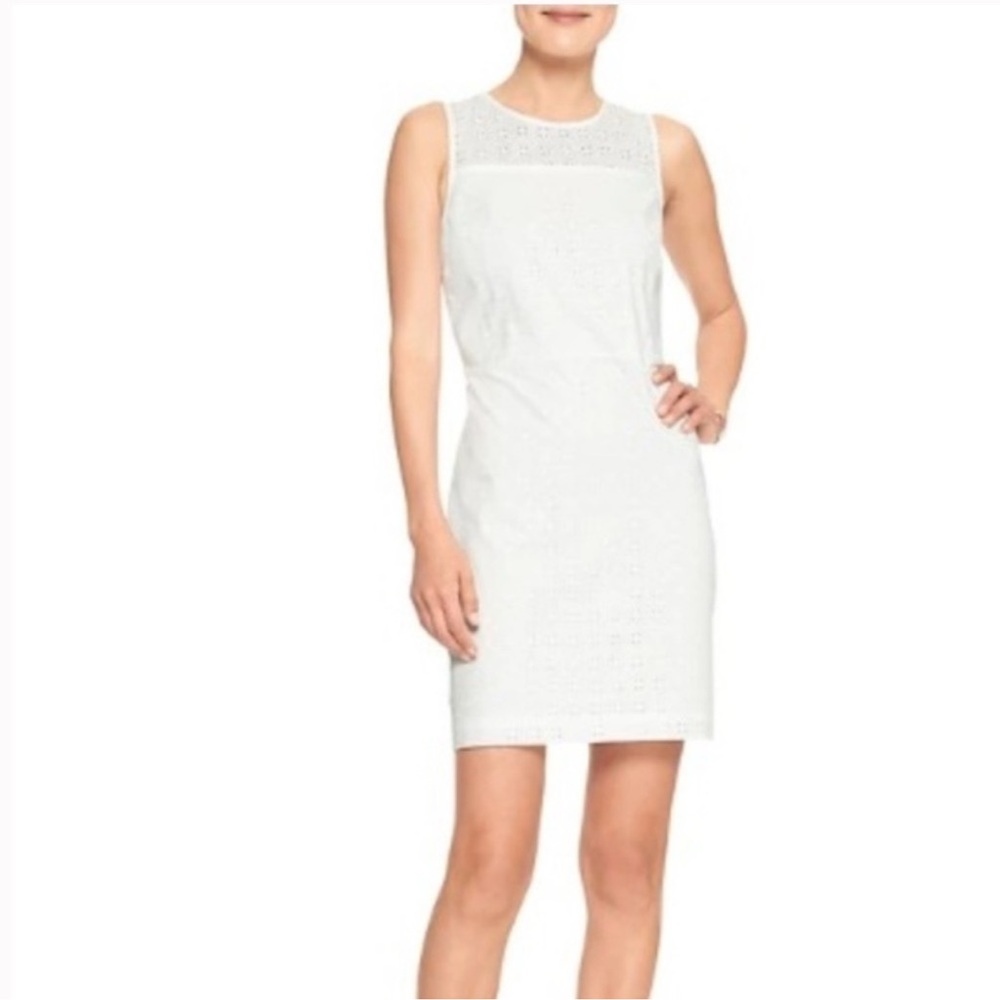 BANANA REPUBLIC Elegant White Eyelet Dress